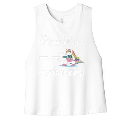 Pew Pew Madafakas Funny Unicorn Cute Adorable Women's Racerback Cropped Tank