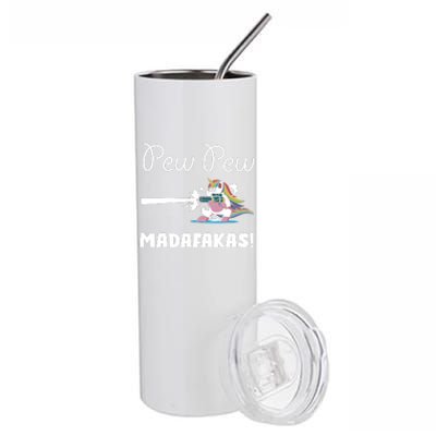 Pew Pew Madafakas Funny Unicorn Cute Adorable Stainless Steel Tumbler