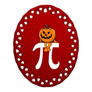 Pumpkin Pie Math Funny Halloween Thanksgiving Pi Day Ceramic Oval Ornament