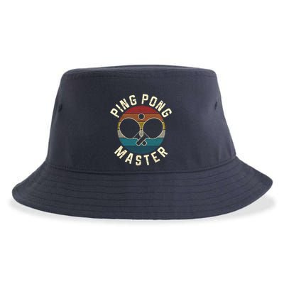 Ping Pong Master Vintage Table Tennis Player Funny Gift Sustainable Bucket Hat