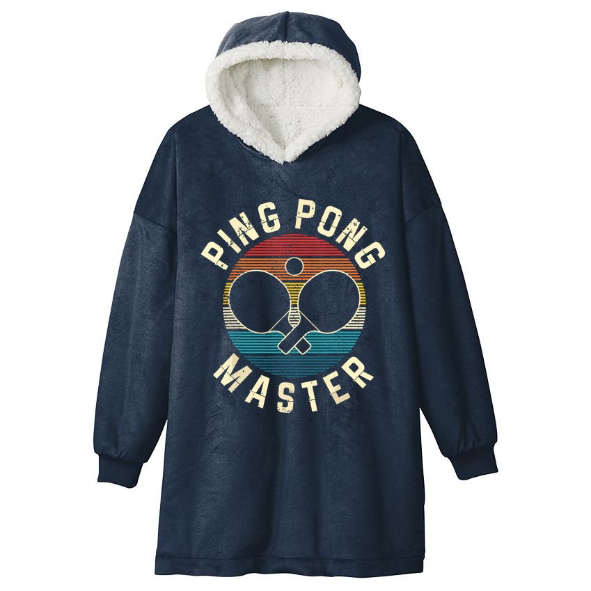 Ping Pong Master Vintage Table Tennis Player Funny Gift Hooded Wearable Blanket