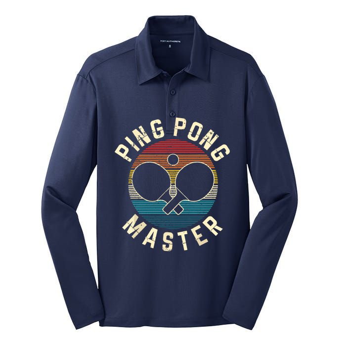 Ping Pong Master Vintage Table Tennis Player Funny Gift Silk Touch Performance Long Sleeve Polo