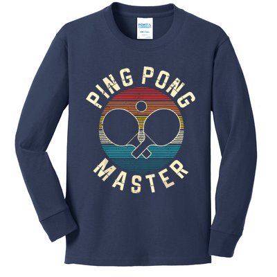 Ping Pong Master Vintage Table Tennis Player Funny Gift Kids Long Sleeve Shirt