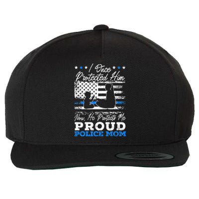 Proud Police Mom Law Enforcement Thin Blue Line Cop Wool Snapback Cap