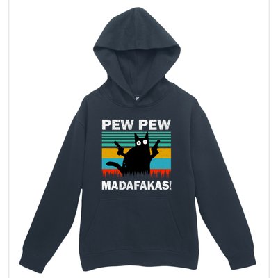 Pew Pew Madafakas Cat Crazy Vintage Funny Cat Owners Urban Pullover Hoodie