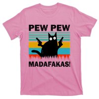 Pew Pew Madafakas Cat Crazy Vintage Funny Cat Owners T-Shirt