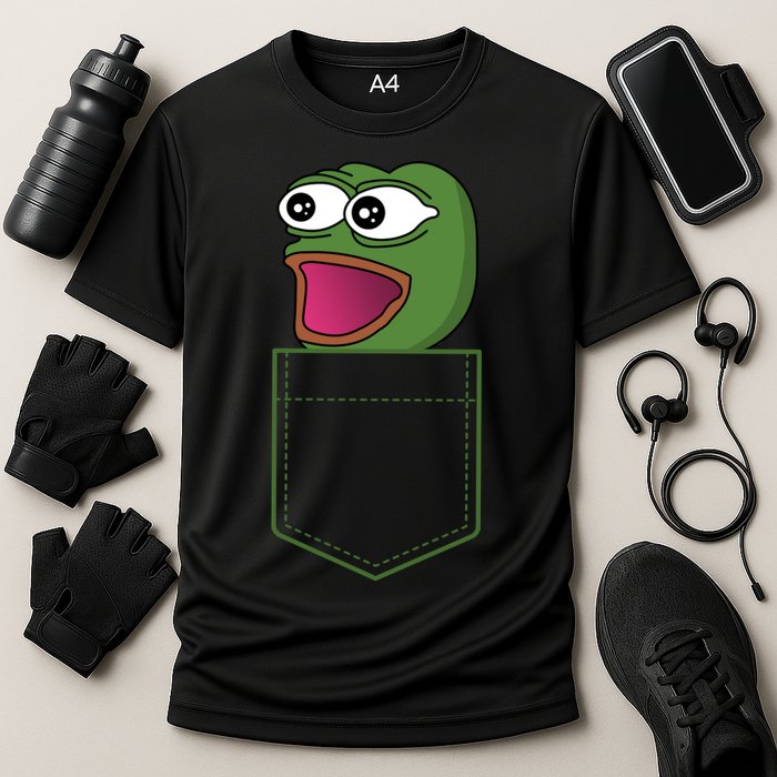 Poggers Pepe Meme Gaming Live Stream Poacket Cooling Performance Crew T-Shirt