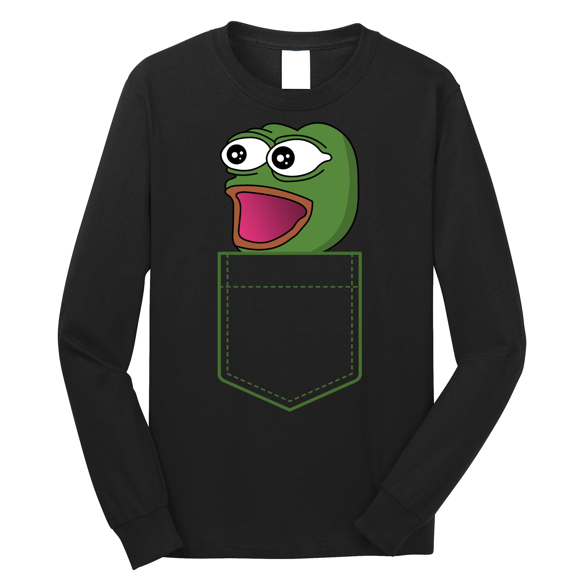 Poggers Pepe Meme Gaming Live Stream Poacket Long Sleeve Shirt