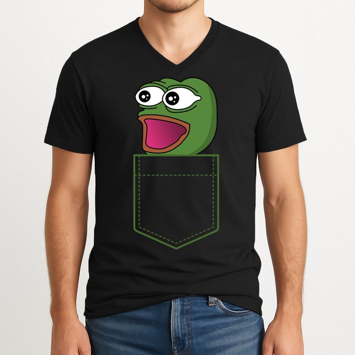 Poggers Pepe Meme Gaming Live Stream Poacket V-Neck T-Shirt