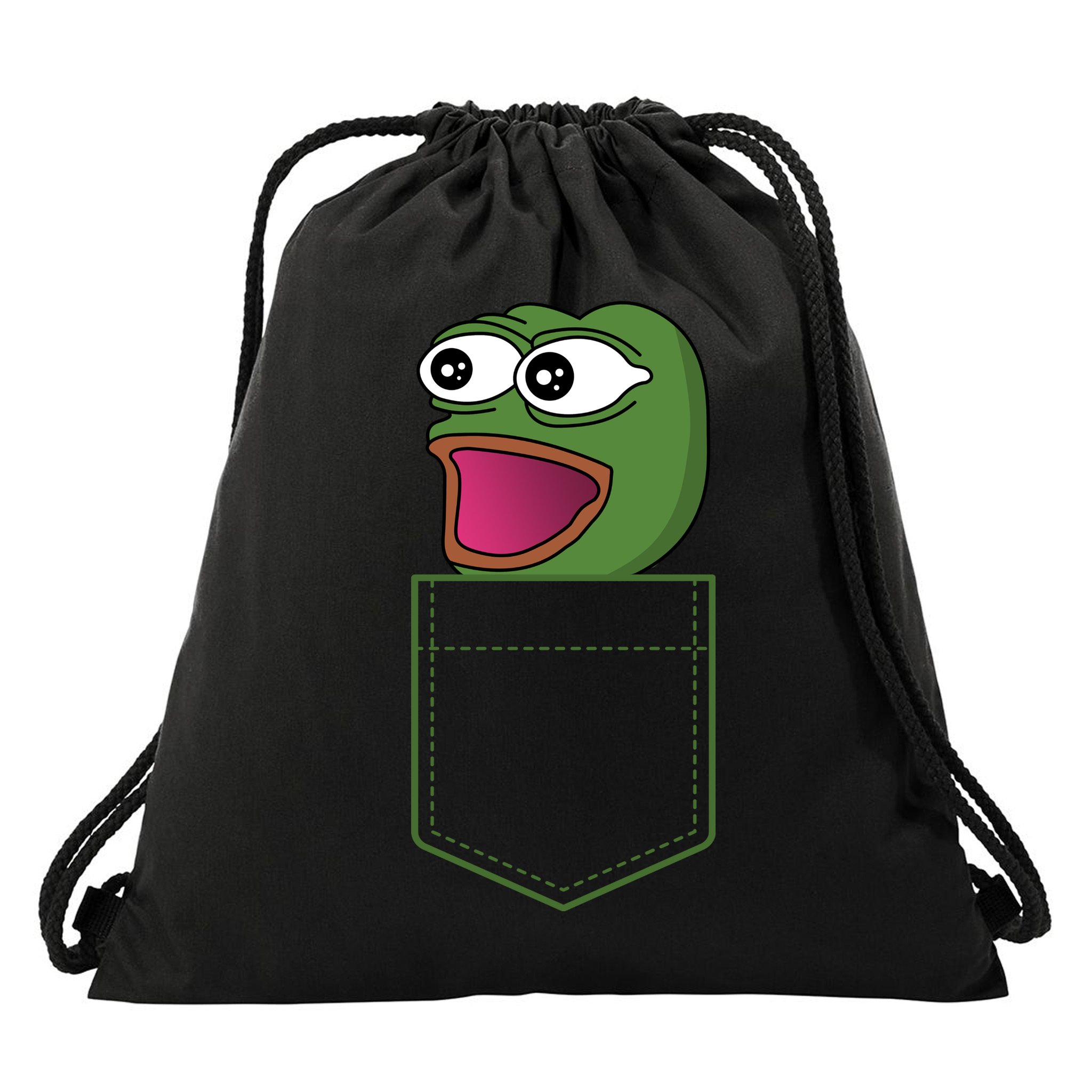 Poggers Pepe Meme Gaming Live Stream Poacket Drawstring Bag