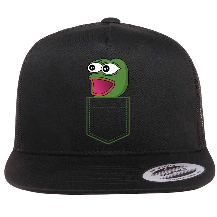 Poggers Pepe Meme Gaming Live Stream Poacket Flat Bill Trucker Hat