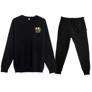 Poggers Pepe Meme Gaming Live Stream Poacket Premium Crewneck Sweatsuit Set