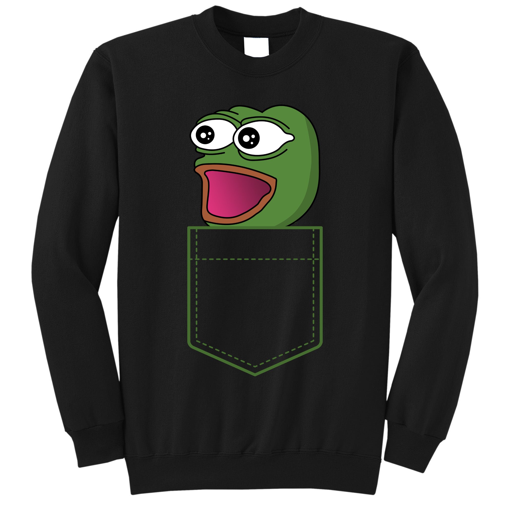 Poggers Pepe Meme Gaming Live Stream Poacket Tall Sweatshirt