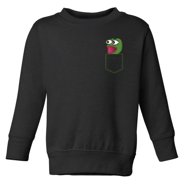 Poggers Pepe Meme Gaming Live Stream Poacket Toddler Sweatshirt