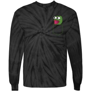 Poggers Pepe Meme Gaming Live Stream Poacket Tie-Dye Long Sleeve Shirt