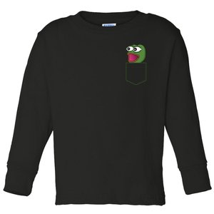 Poggers Pepe Meme Gaming Live Stream Poacket Toddler Long Sleeve Shirt