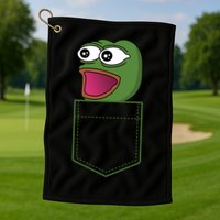 Poggers Pepe Meme Gaming Live Stream Poacket Golf Towel