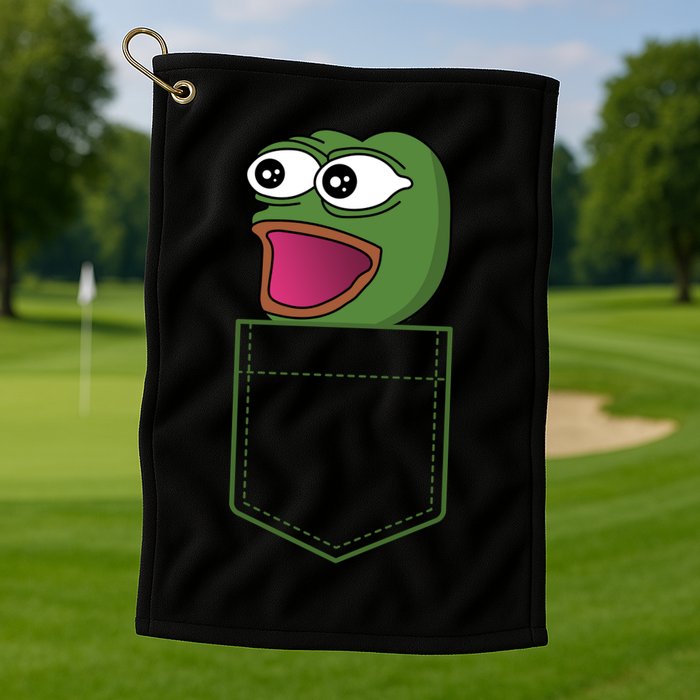 Poggers Pepe Meme Gaming Live Stream Poacket Golf Towel