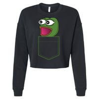 Poggers Pepe Meme Gaming Live Stream Poacket Cropped Pullover Crew