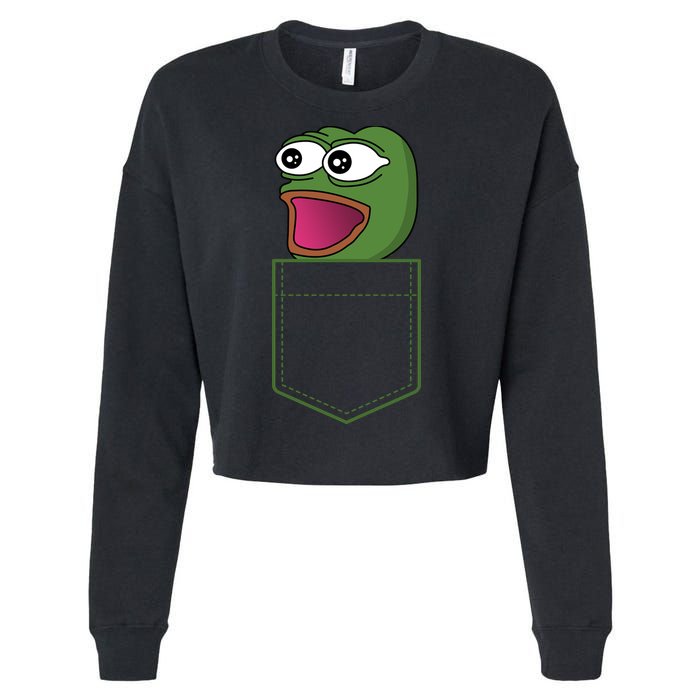 Poggers Pepe Meme Gaming Live Stream Poacket Cropped Pullover Crew