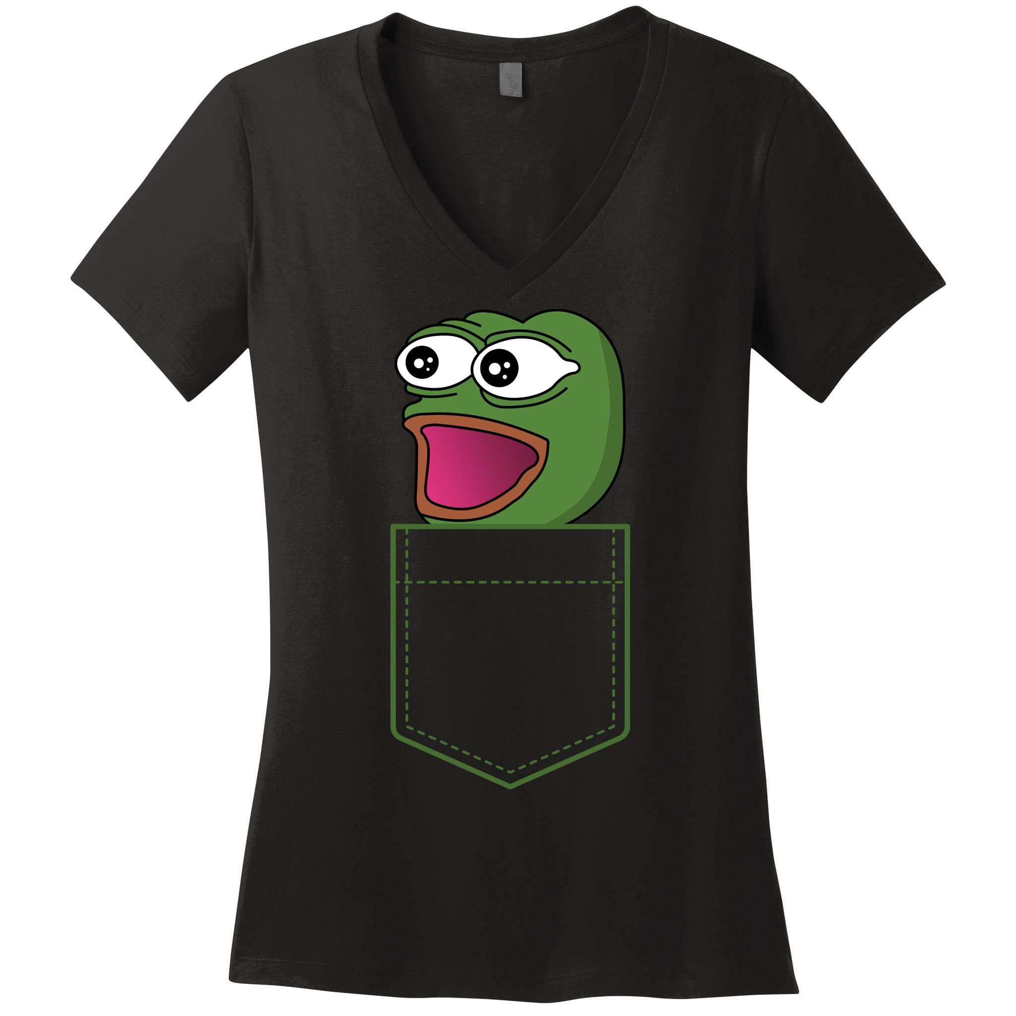 Poggers Pepe Meme Gaming Live Stream Poacket Women's V-Neck T-Shirt