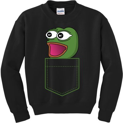 Poggers Pepe Meme Gaming Live Stream Poacket Kids Sweatshirt