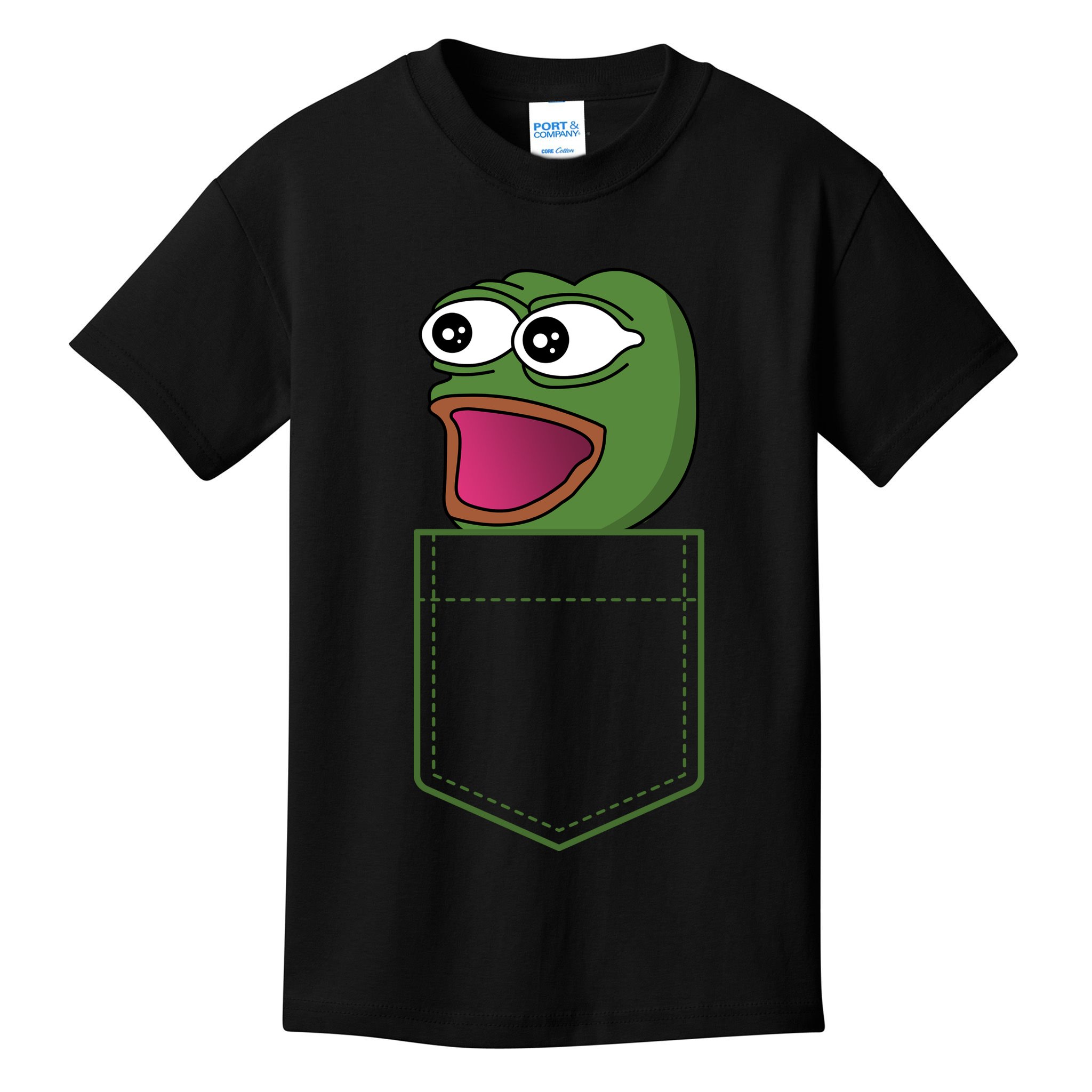 Poggers Pepe Meme Gaming Live Stream Poacket Kids T-Shirt