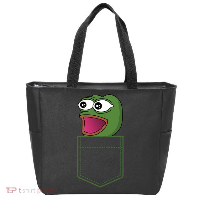 Poggers Pepe Meme Gaming Live Stream Poacket Zip Tote Bag