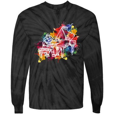 Piano Pianist Musician Gift Instrument Tie-Dye Long Sleeve Shirt