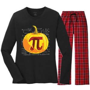 Pumpkin Pie Math Shirts Funny Halloween Thanksgiving Pi Day Women's Long Sleeve Flannel Pajama Set 