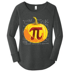 Pumpkin Pie Math Shirts Funny Halloween Thanksgiving Pi Day Women's Perfect Tri Tunic Long Sleeve Shirt