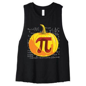 Pumpkin Pie Math Shirts Funny Halloween Thanksgiving Pi Day Women's Racerback Cropped Tank