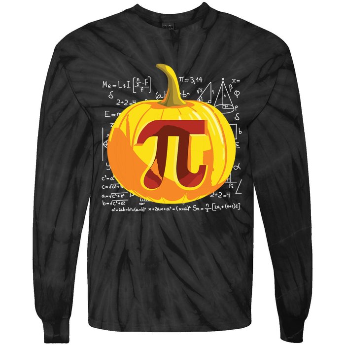 Pumpkin Pie Math Shirts Funny Halloween Thanksgiving Pi Day Tie-Dye Long Sleeve Shirt