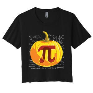 Pumpkin Pie Math Shirts Funny Halloween Thanksgiving Pi Day Women's Crop Top Tee