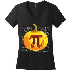 Pumpkin Pie Math Shirts Funny Halloween Thanksgiving Pi Day Women's V-Neck T-Shirt