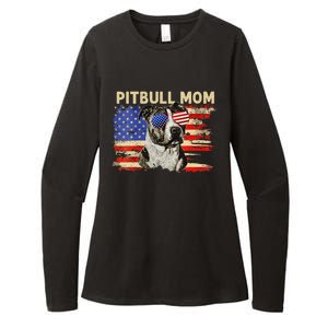 Patriotic Pitbull Mom Gifts 4th Of July American Flag USA Womens CVC Long Sleeve Shirt