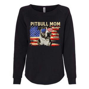 Patriotic Pitbull Mom Gifts 4th Of July American Flag USA Womens California Wash Sweatshirt