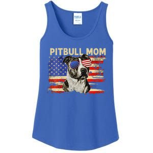 Patriotic Pitbull Mom Gifts 4th Of July American Flag USA Ladies Essential Tank