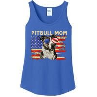 Patriotic Pitbull Mom Gifts 4th Of July American Flag USA Ladies Essential Tank