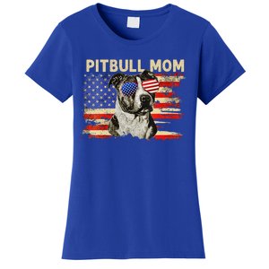 Patriotic Pitbull Mom Gifts 4th Of July American Flag USA Women's T-Shirt