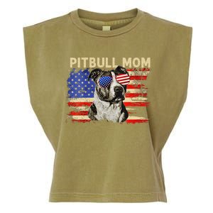 Patriotic Pitbull Mom Gifts 4th Of July American Flag USA Garment-Dyed Women's Muscle Tee