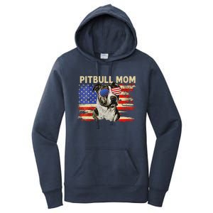 Patriotic Pitbull Mom Gifts 4th Of July American Flag USA Women's Pullover Hoodie