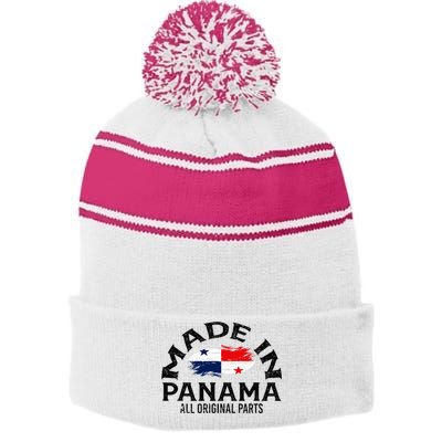 Panama Panamanian Made Flag Stripe Pom Pom Beanie