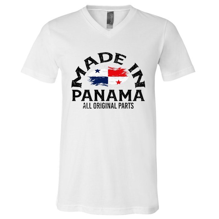 Panama Panamanian Made Flag V-Neck T-Shirt