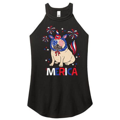 Patriotic Pug Merica 4th July Women’s Perfect Tri Rocker Tank