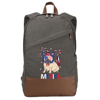 Patriotic Pug Merica 4th July Cotton Canvas Backpack