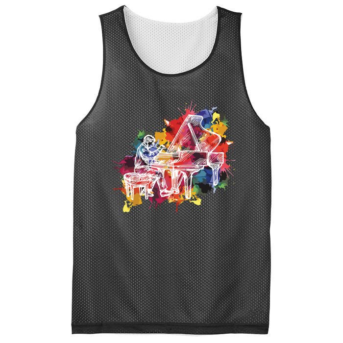 Piano Pianist Musician Gift Instrument Mesh Reversible Basketball Jersey Tank