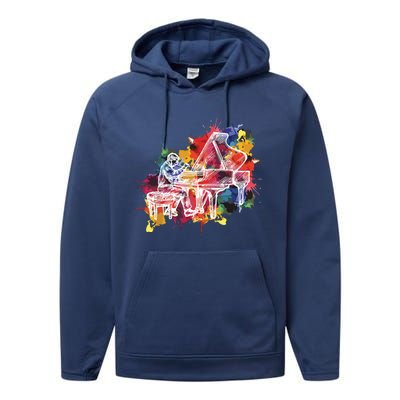 Piano Pianist Musician Gift Instrument Performance Fleece Hoodie