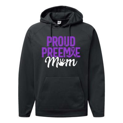 Proud Preemie Mom Premature Birth Mom Prematurity Awareness Performance Fleece Hoodie