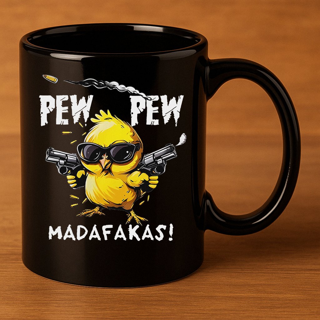 Pew Pew Madafakas 11oz C Handle Ceramic Mug